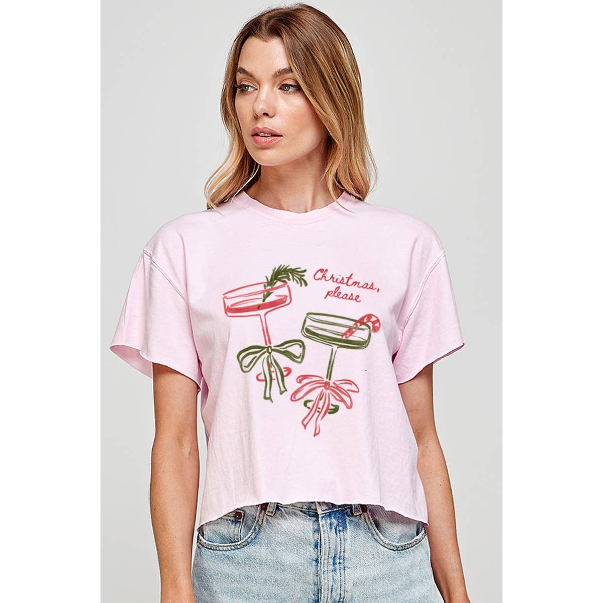 Christmas Please Vintage Graphic Crop Top