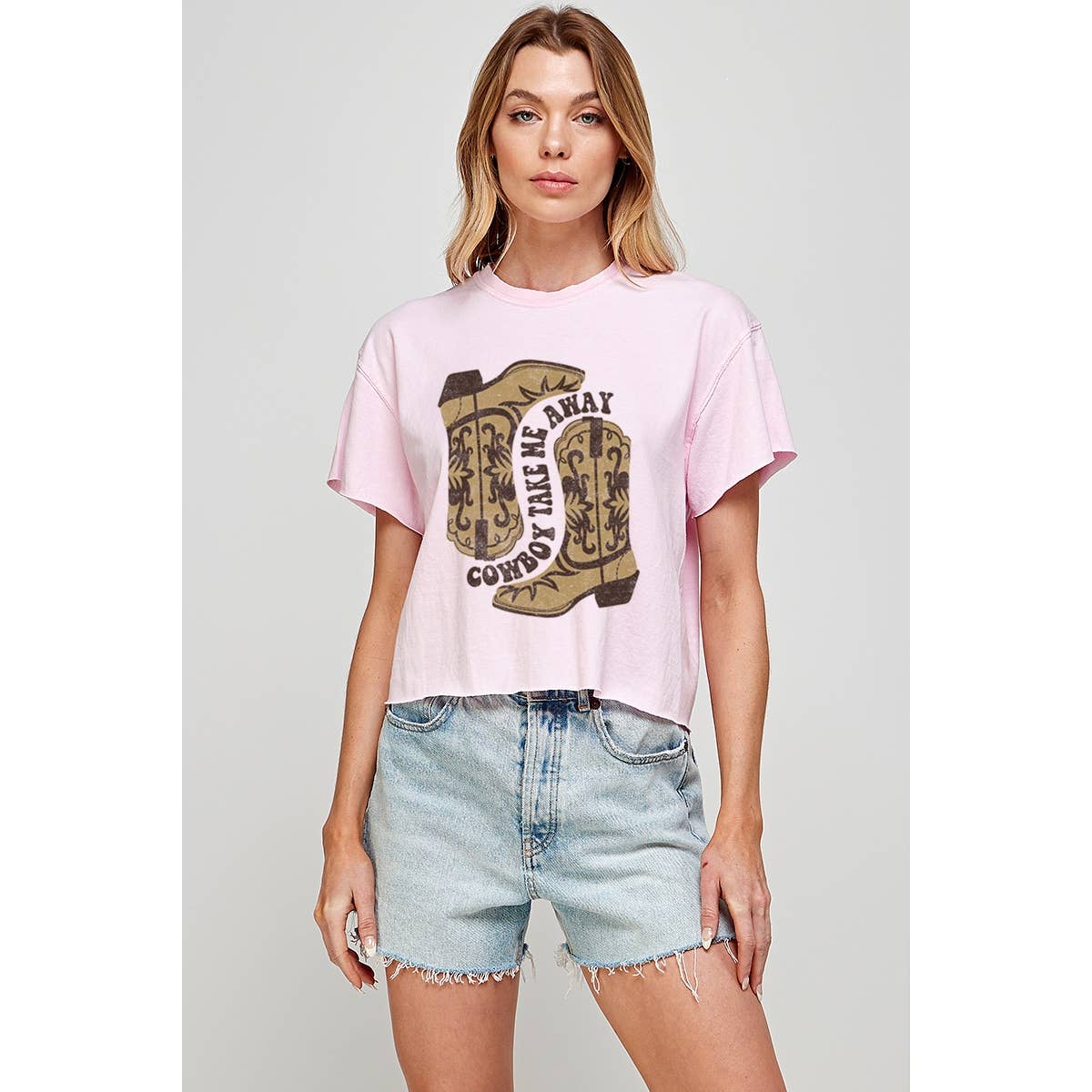 Cowboy Take Me Away Vintage Graphic Crop Top