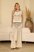 Contrast Detail Crochet Knit Top