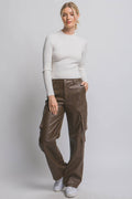 0913 Pu Relaxed Cargo Pants w/ Side Pockets SI-28435