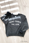 Here Comes the Sun Cropped Thermal Vintage Pullover