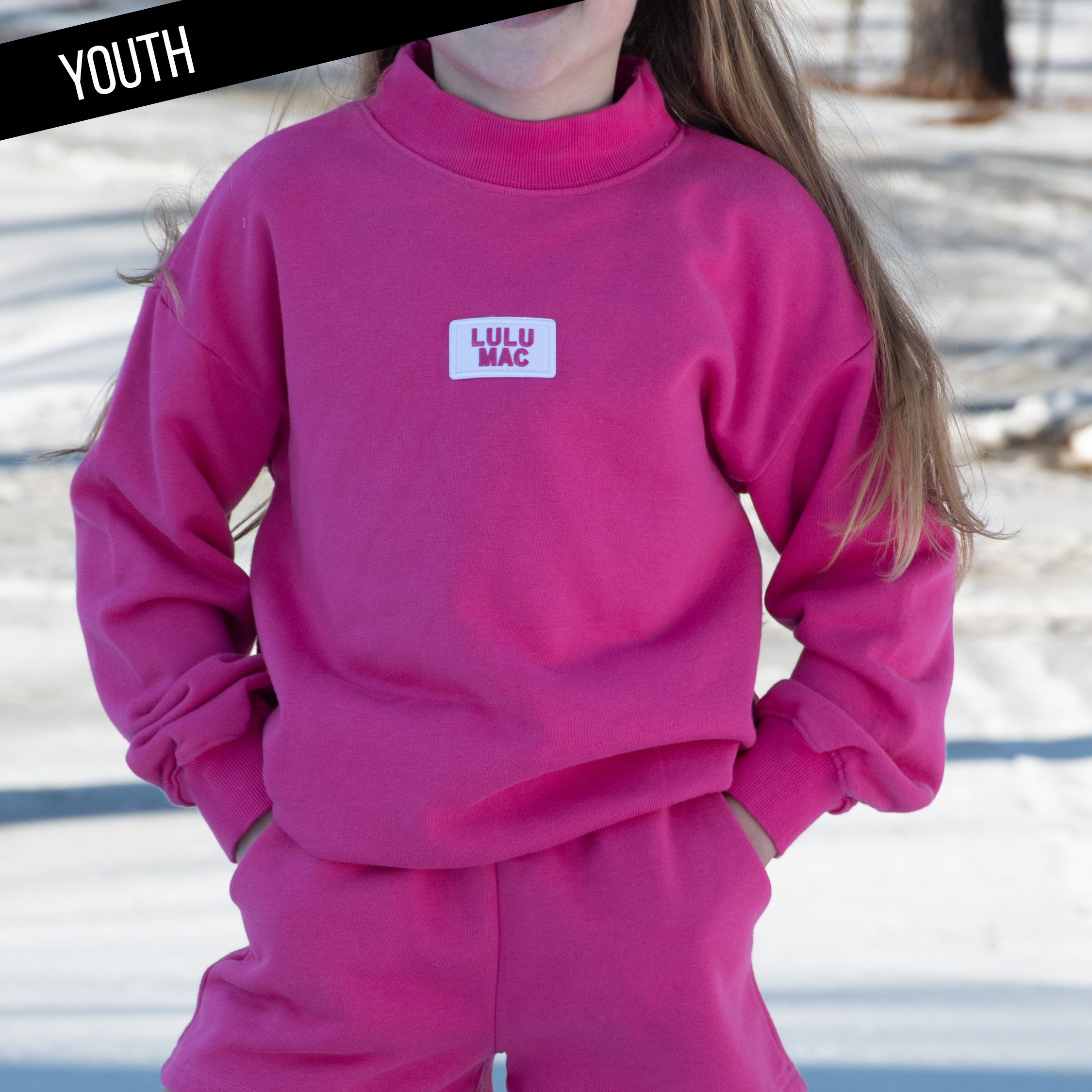 KD-TP-1001 Kid Longsleeve Terry Cloth Top-Hot Pink