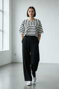 T2953 | Striped Patch Pocket Short Sleeve Top