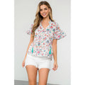 Flower Print Tiered Tassel Tie Top