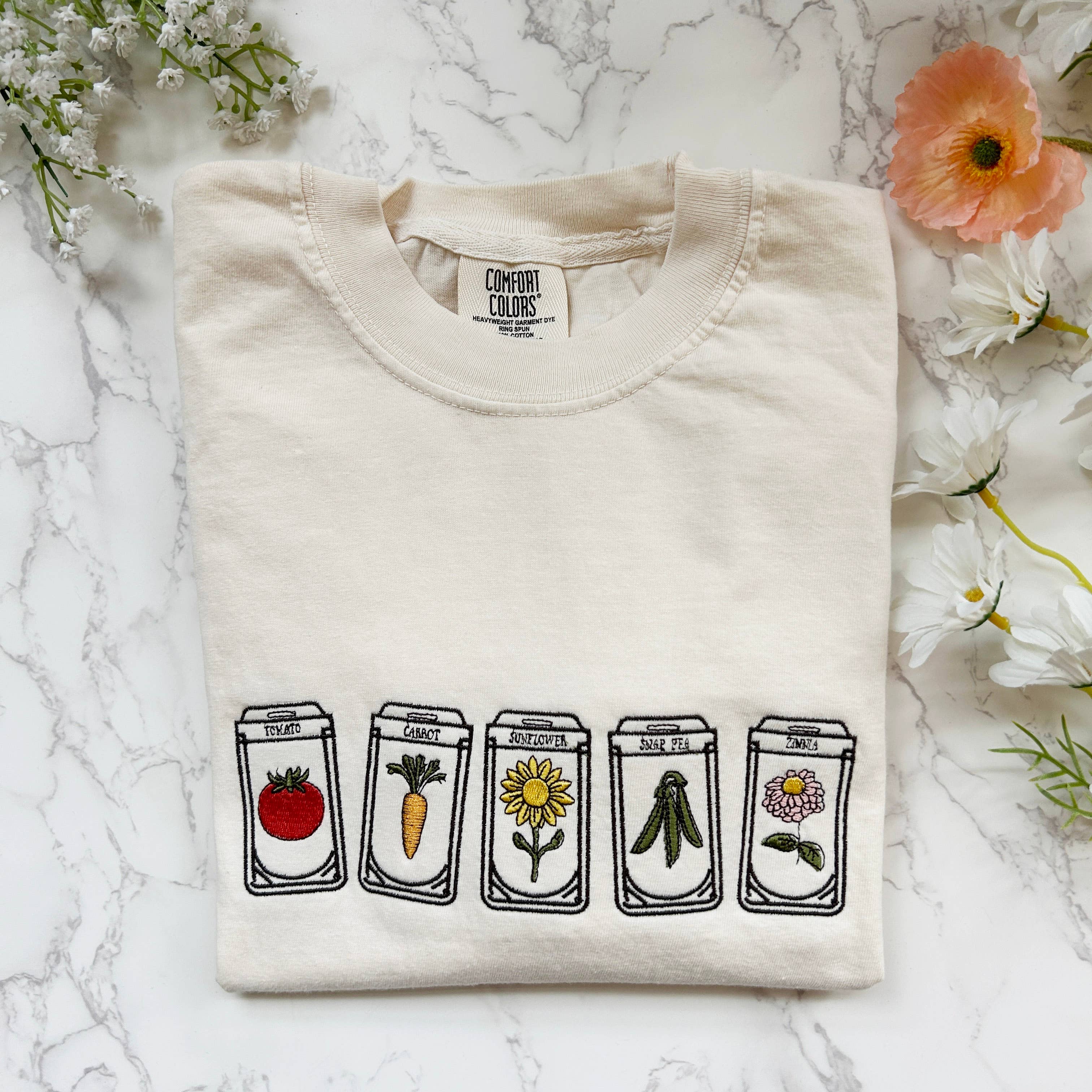 Embroidered Garden Seed Packet Cottagecore Tshirt