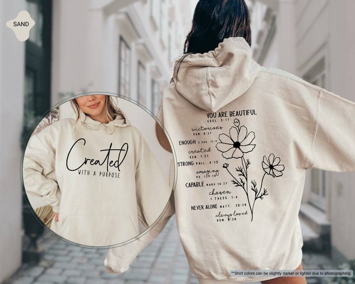 Christian Purpose & Beauty Sweatshirt, Bible Verse Tee Gift