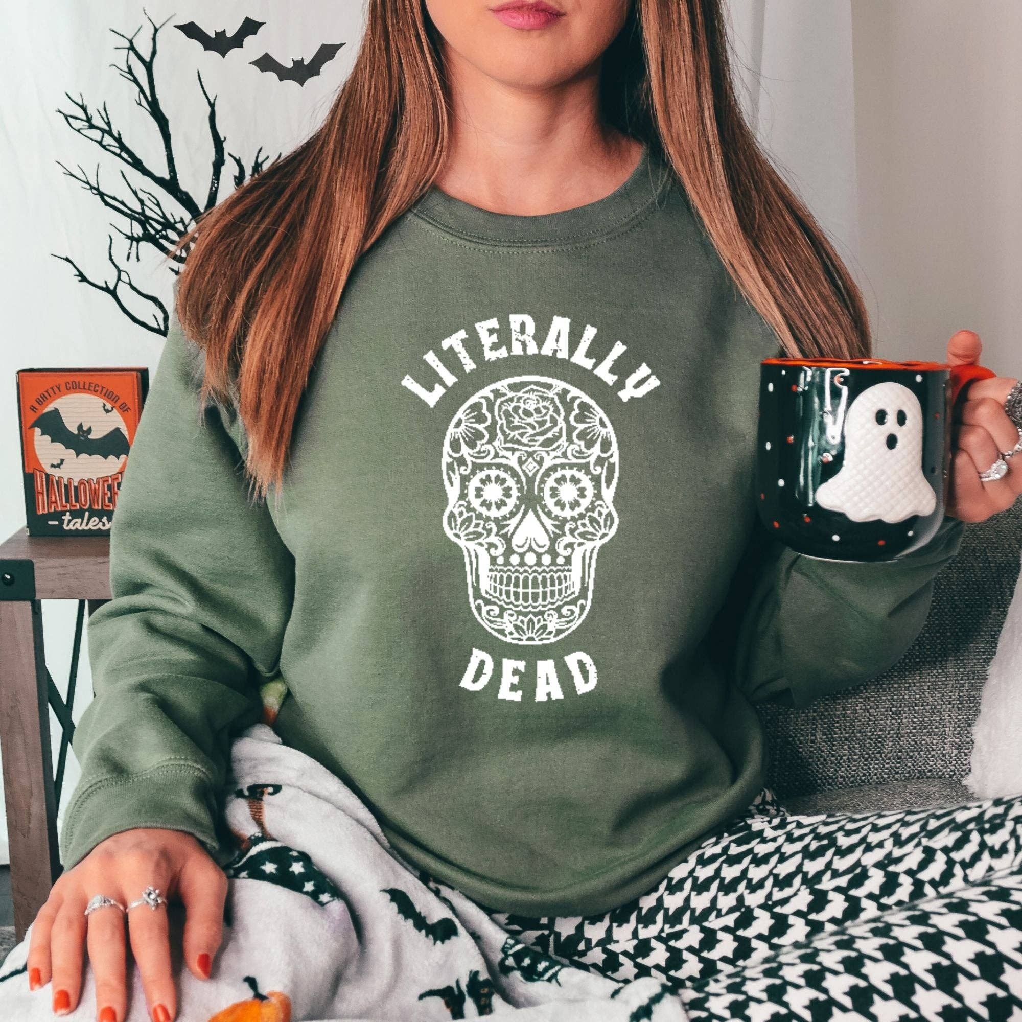 Literally Dead Sugar Skull Crewneck Sweatshirt | Hoodie 158