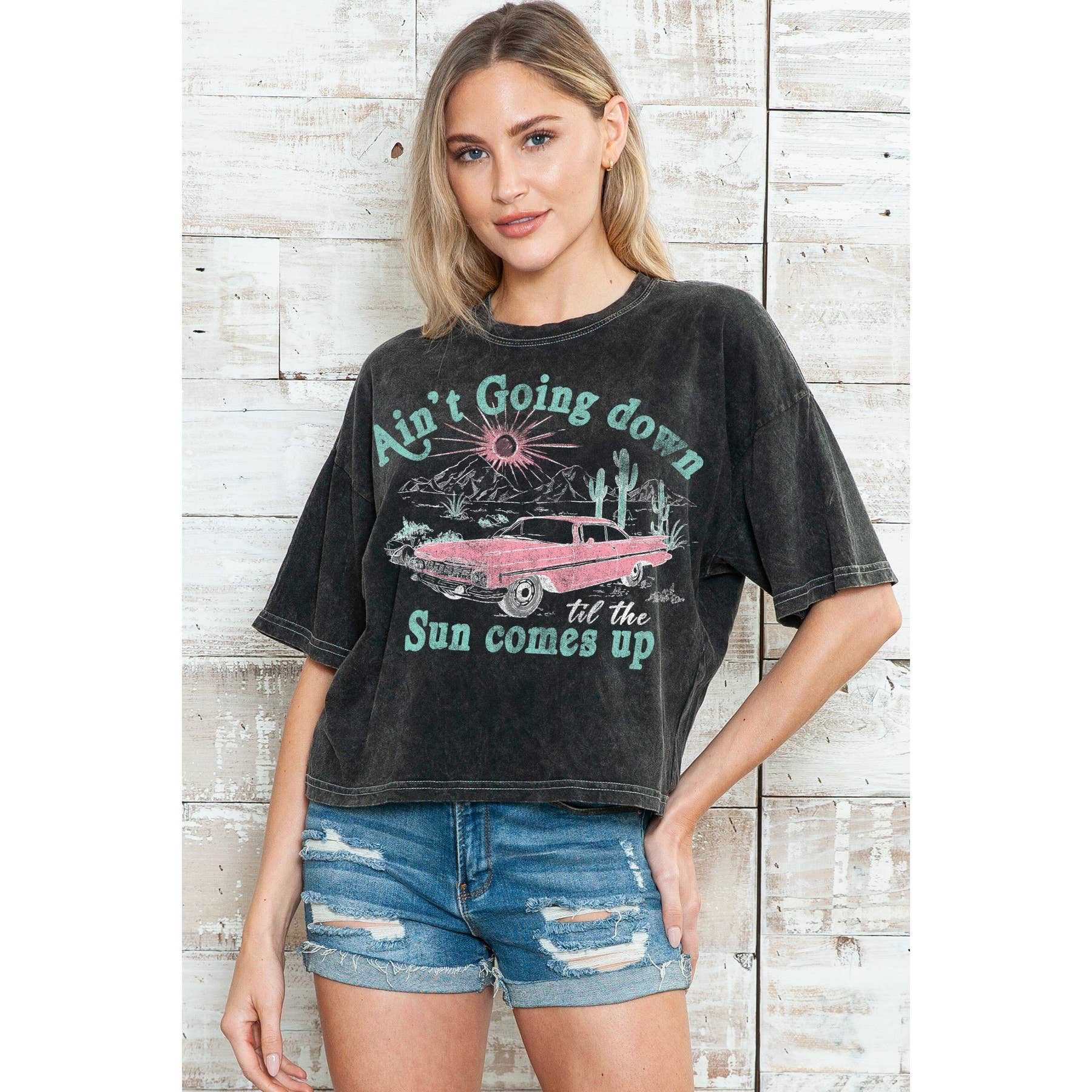 Ain T Going Down - Mineral Wash Cropped Top