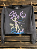Stay Rad Acid Wash Cropped Crew Sweatshirt