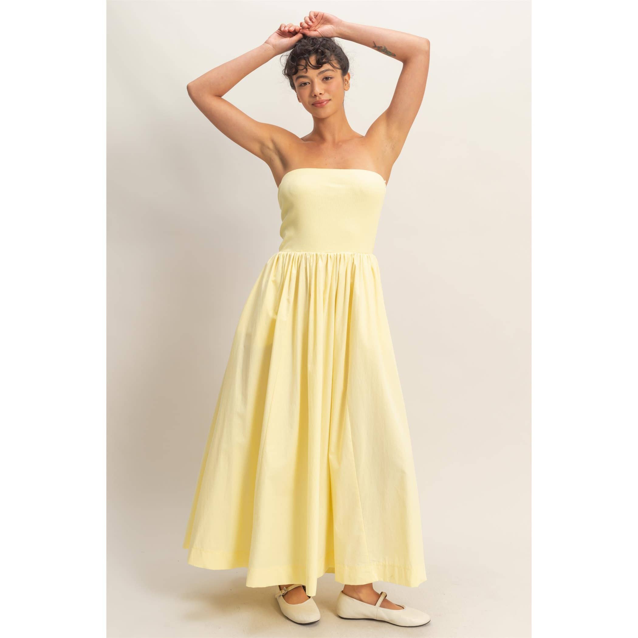 Strapless Flowy Midi Dress