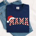 Mama, Red Checkered Christmas Plaid, Santa Xmas Tshirt