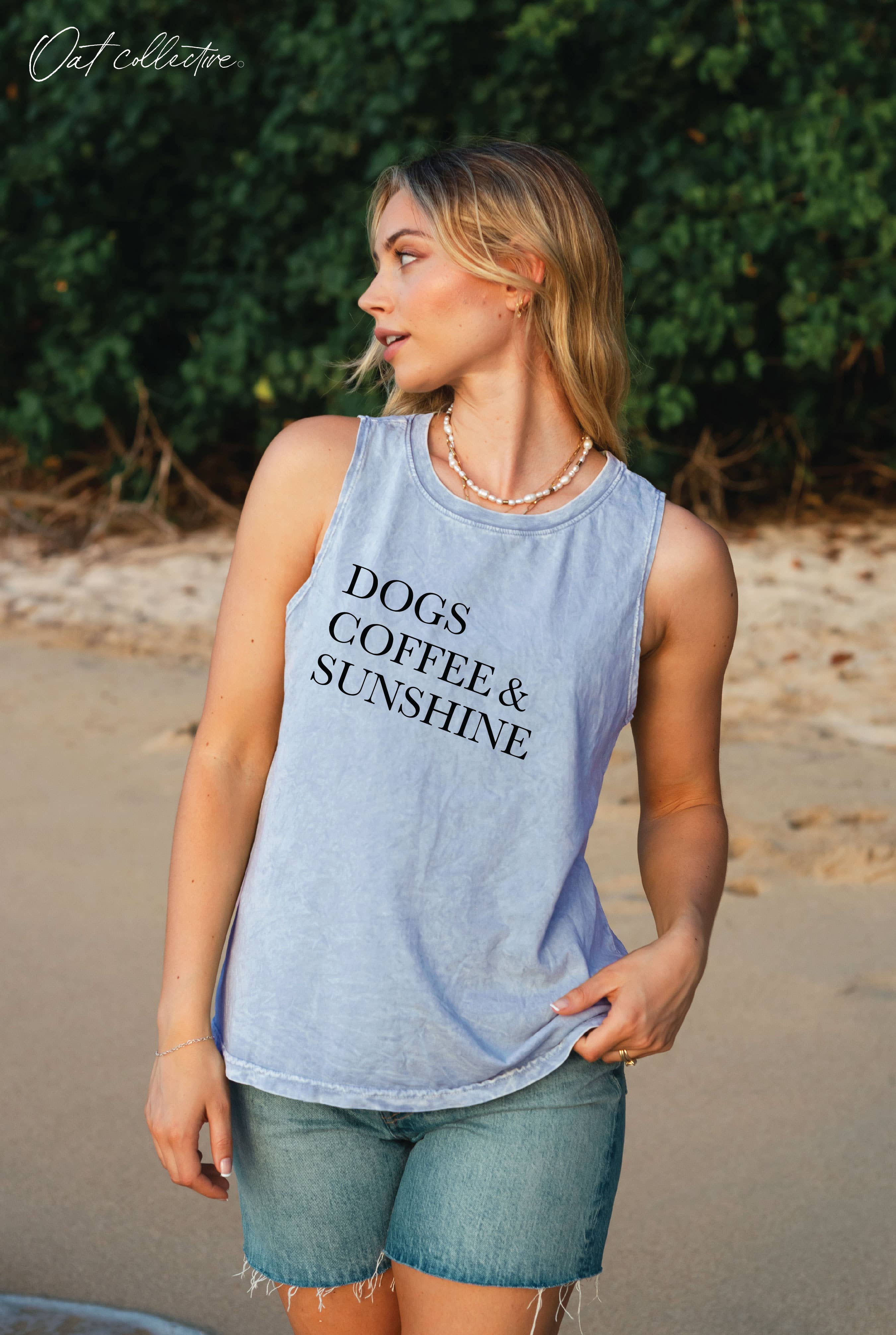 Dogs Coffee and Sunshine Mineral Graphic Tank Top