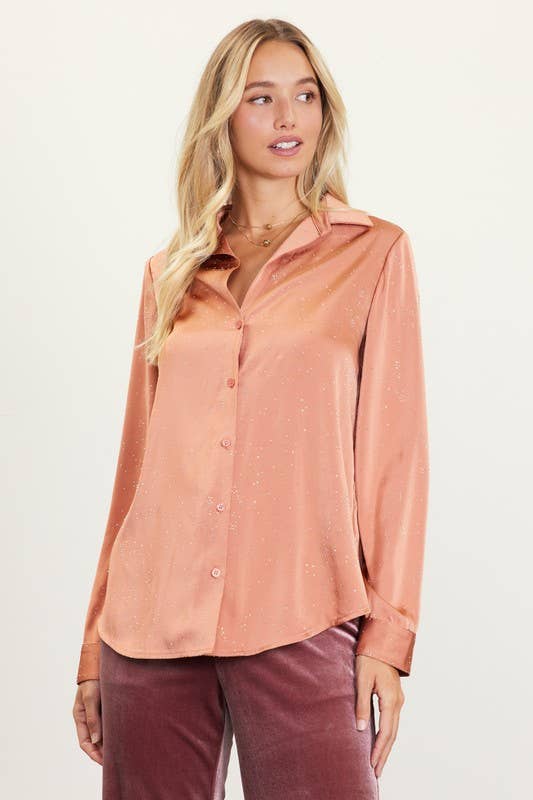 Rhinestone Button-Down Blouse