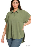 1218 Plus Woven Air Flow Button Down Shirts SI-27470