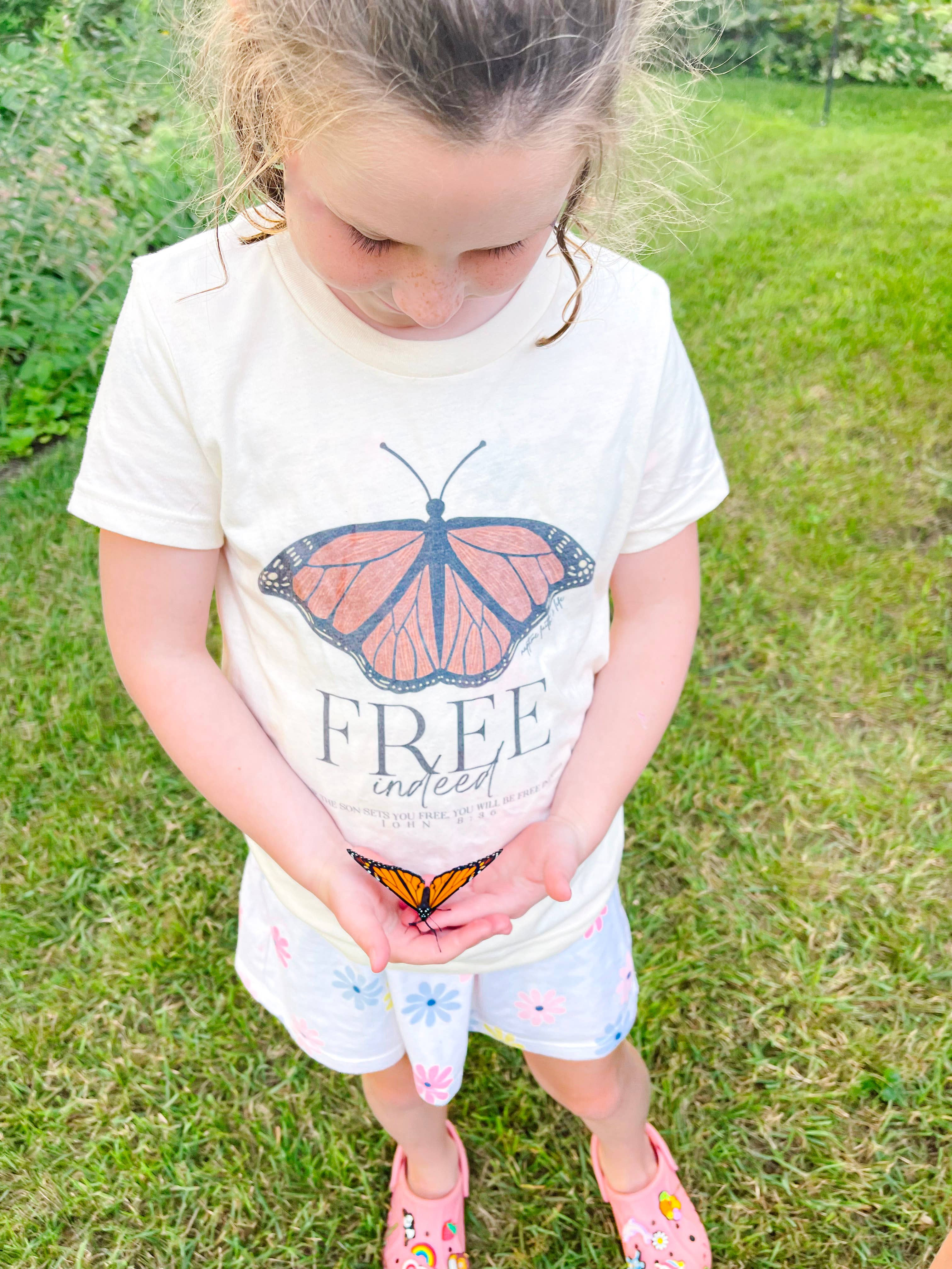 Free Indeed Butterfly Children's Christian Graphic T-Shirt