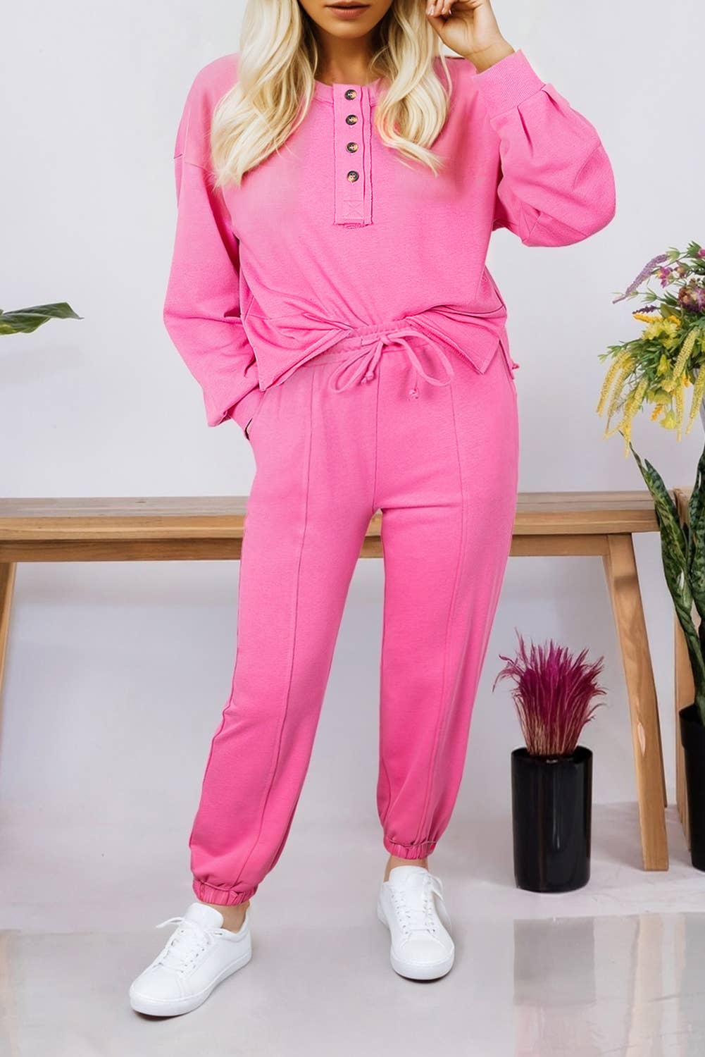Raw Edge Pullover and Jogger Pants Set (S-Xl)