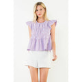 Ruffle Sleeve Smocked Striped Top