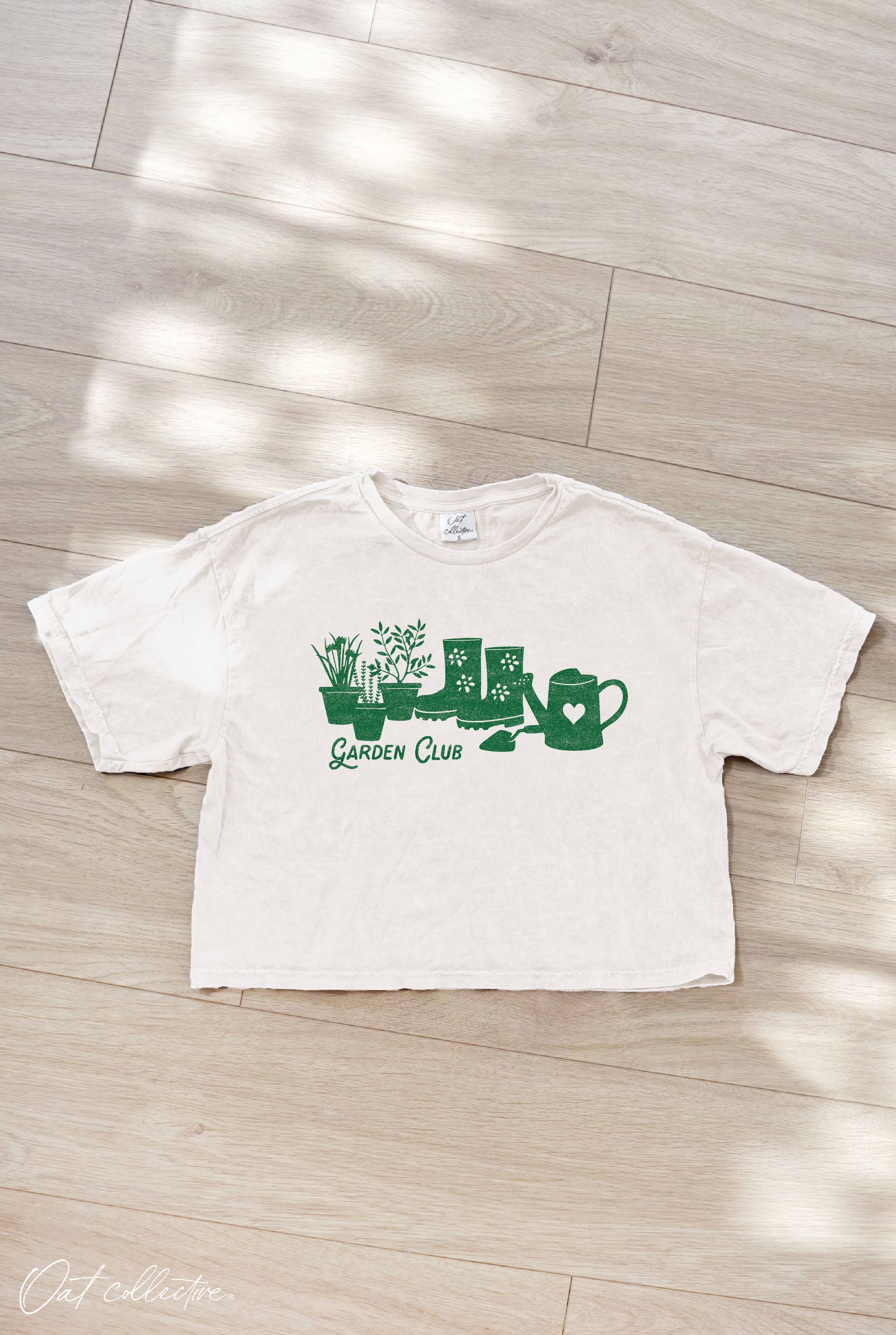 Garden Club Cropped Mineral Graphic Top