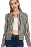 1010 Two Tone Zip Up Sweater Cardigan SI-28342
