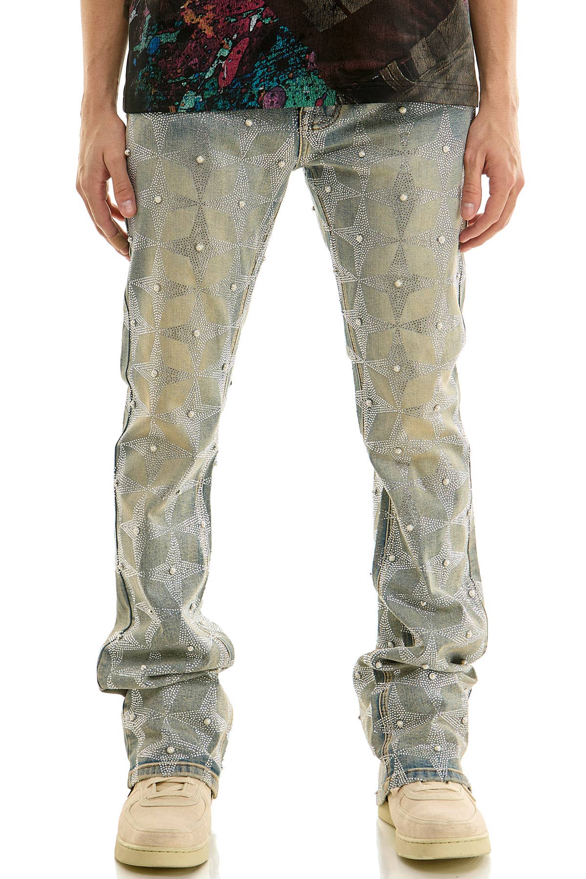 Pearl Rhinestone Flare Jeans/Pants