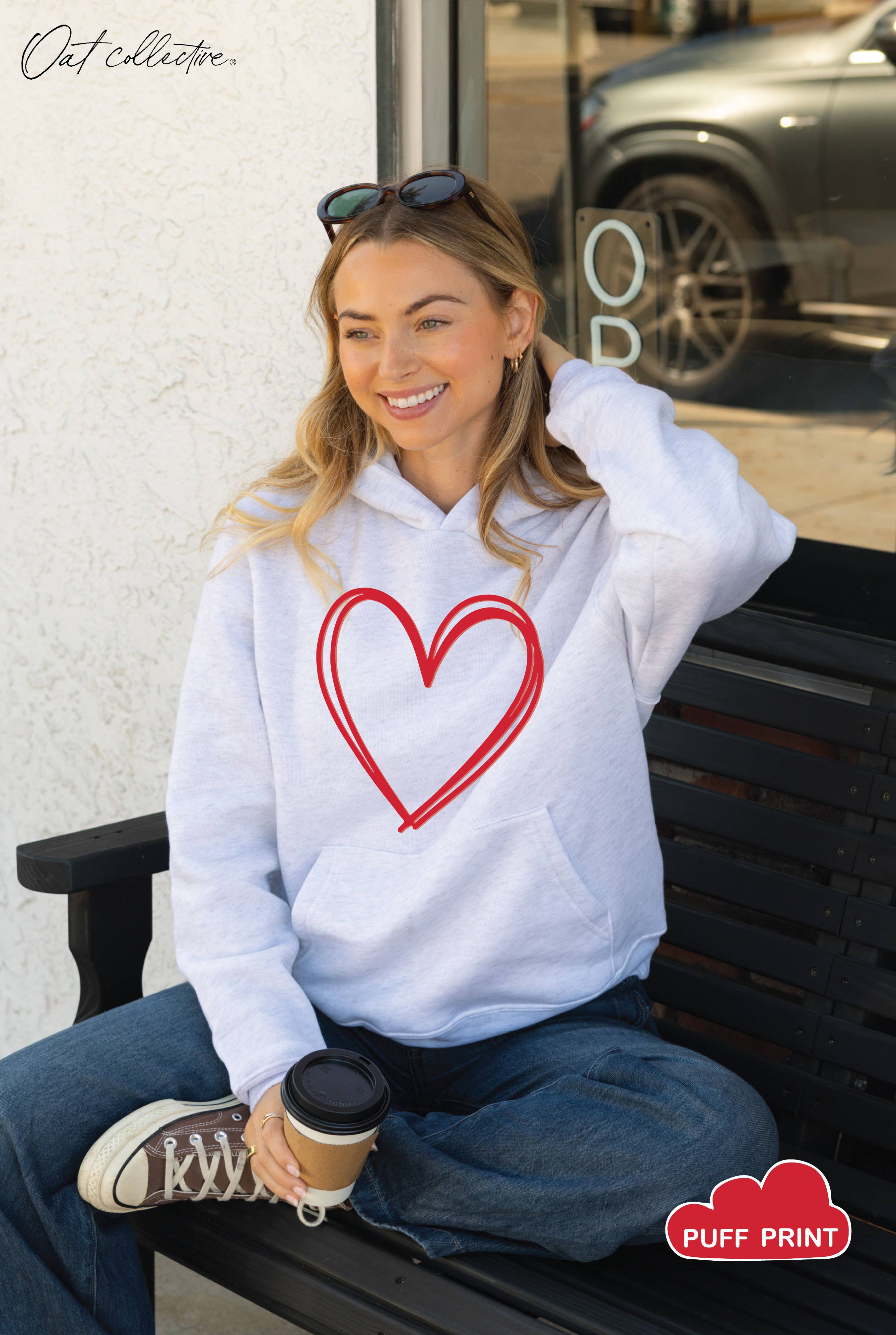 Heart Puff Hoodie Pullover Sweatshirt