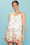Sleeveless Floral Print Double Strap Tank Top