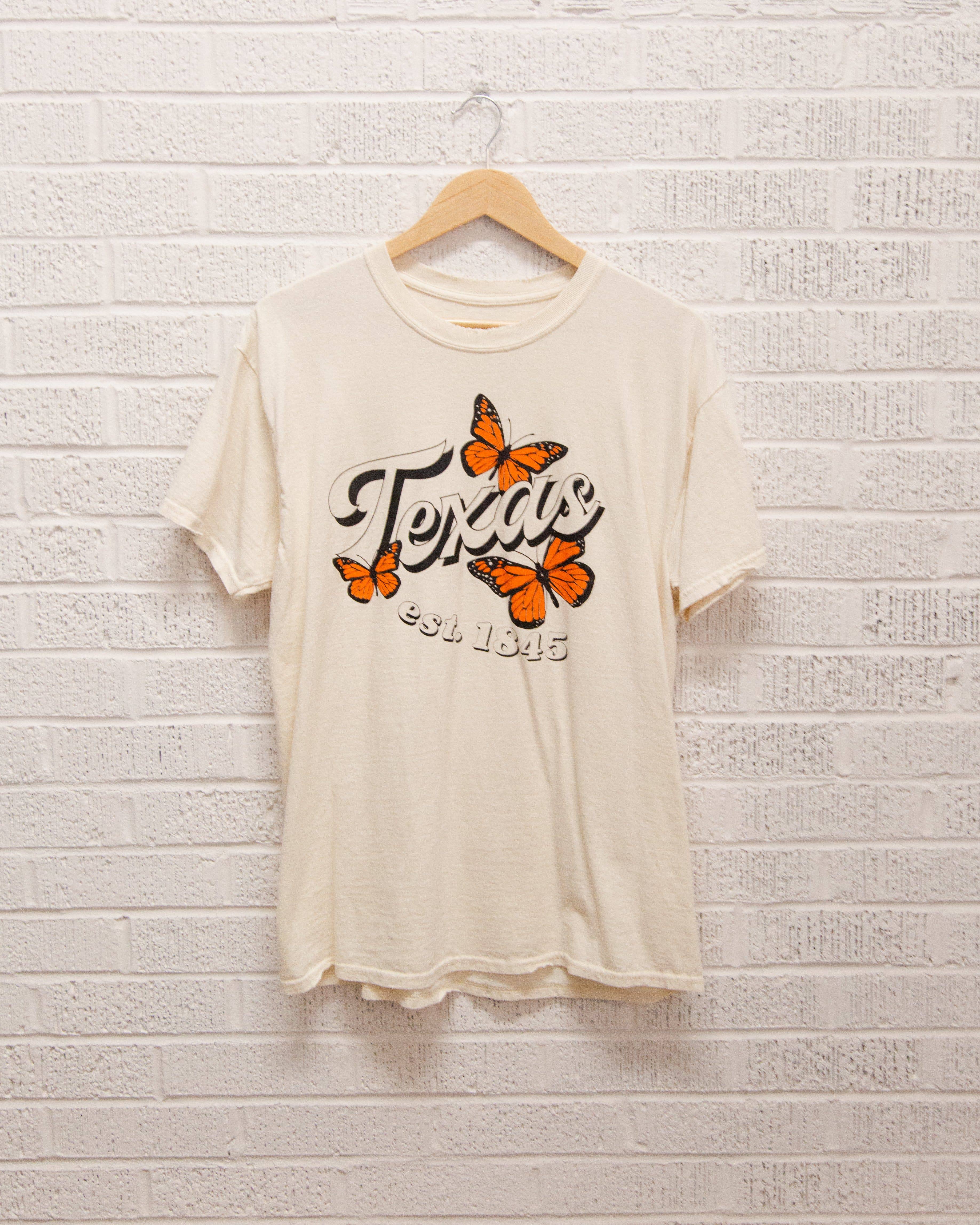 Texas Butterfly Off White Thrifted Graphic Tee