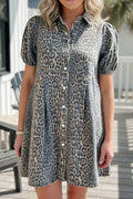 Leopard Spring 2026 Pleated Denim Mini Dress (S-Xl)