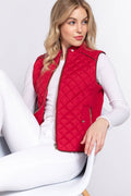 ,_._ Suede Piping Quilted Padding Vest