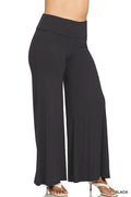 0108 Plus Fold Over Waist Comfy Palazzo Pants SI-28783