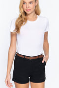 ....SI-17050 Cotton-Span Twill Belted Short Pants (Junior Fit)