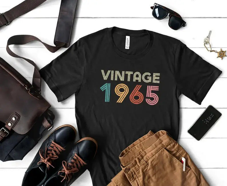 Vintage 1965 T-Shirt, Birthday Gift Idea, Retro Vibes Gift