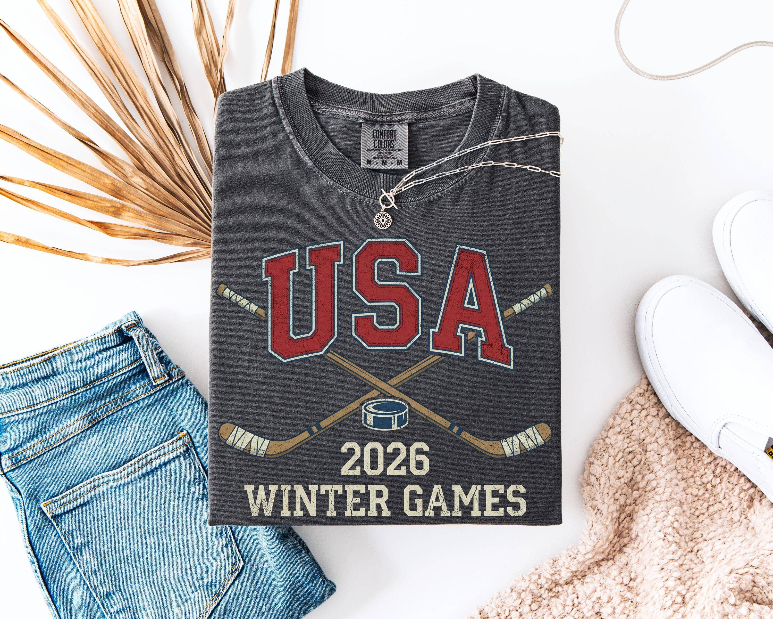 Vintage USA Hockey Shirt 2026 Winter Games Retro