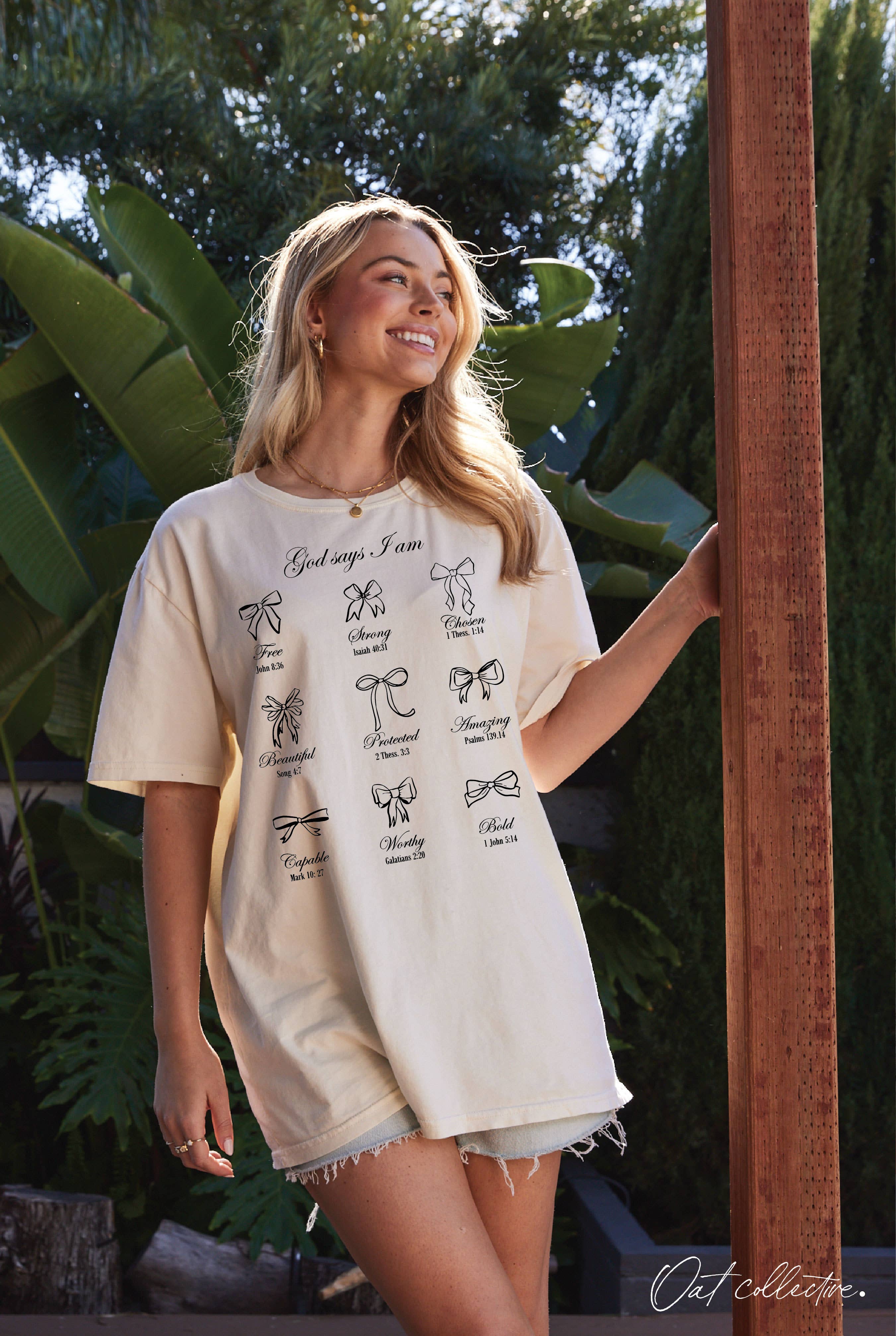God Says I Am Oversized Graphic Top