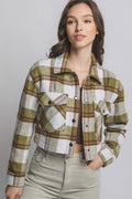 ..0829 Plaid Cropped Button Down Jacket SI-26624