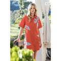 /Size Xl/ Short Sleeve Floral Embroidery Dress