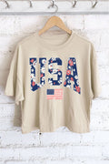 USA Flower Graphic Long Crop Top