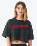 Arkansas Razorbacks Bold Script Black Heavyweight Crop Tee