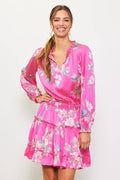 Long Sleeve Floral Print Mini Dress