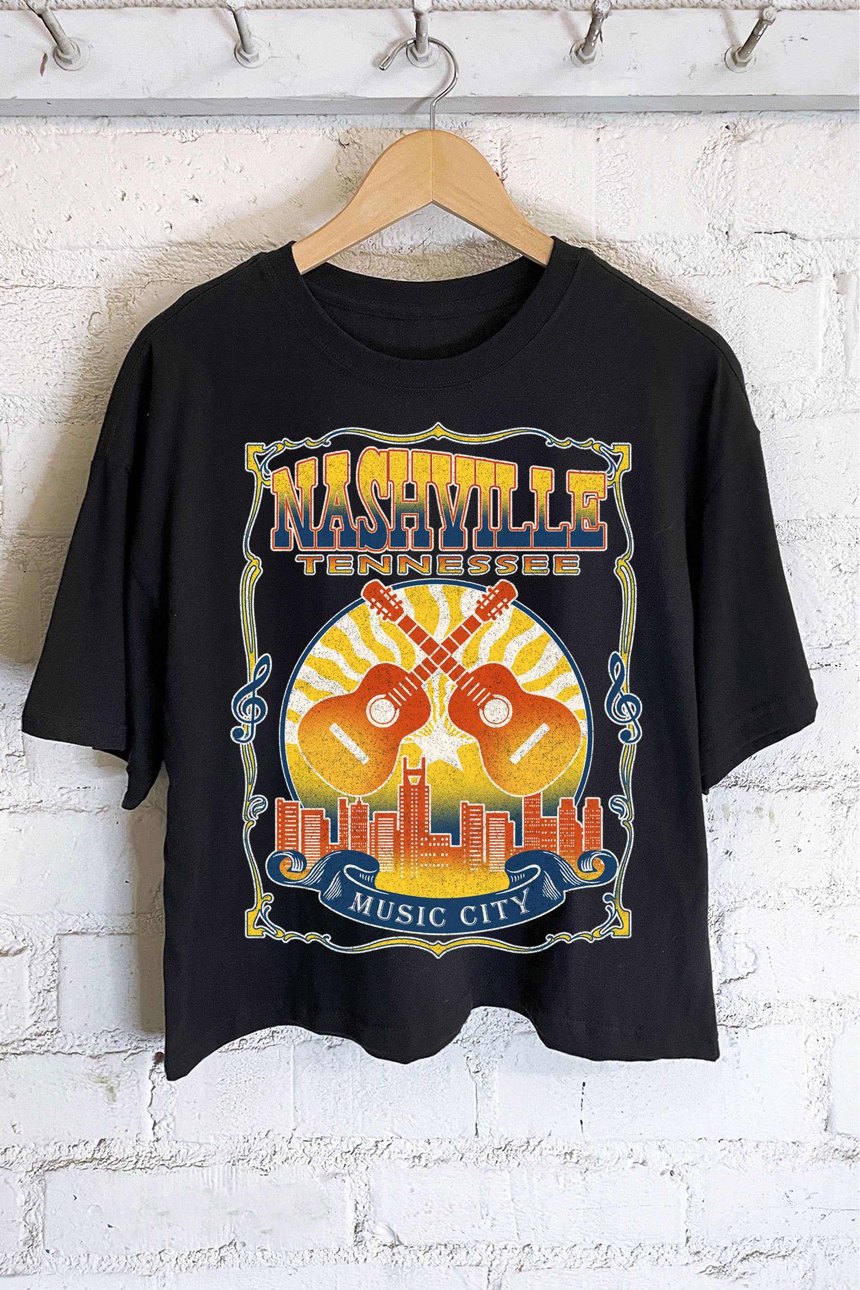 Nashville Music City Graphic Long Crop Top