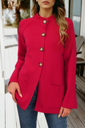 Collared Button Front Wrapped Cardigan Jacket (S-Xl)