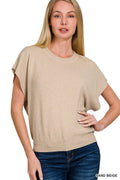 ...SI-26357 Round Neck Short Dolman Sleeve Sweater