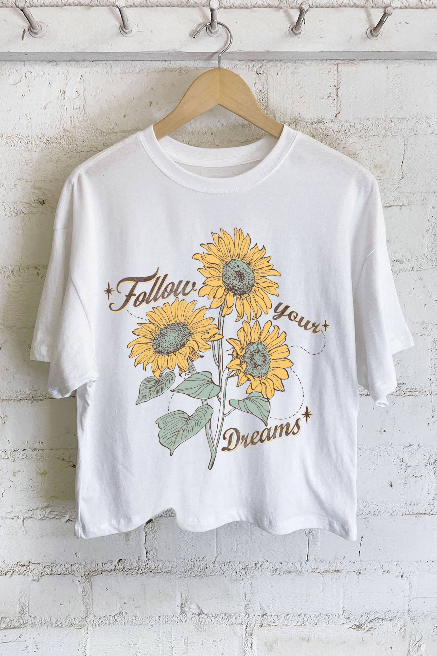 Follow Your Dreams Sunflower Graphic Long Crop Top