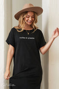 Coffee and Plants Mineral Washed Graphic Dress