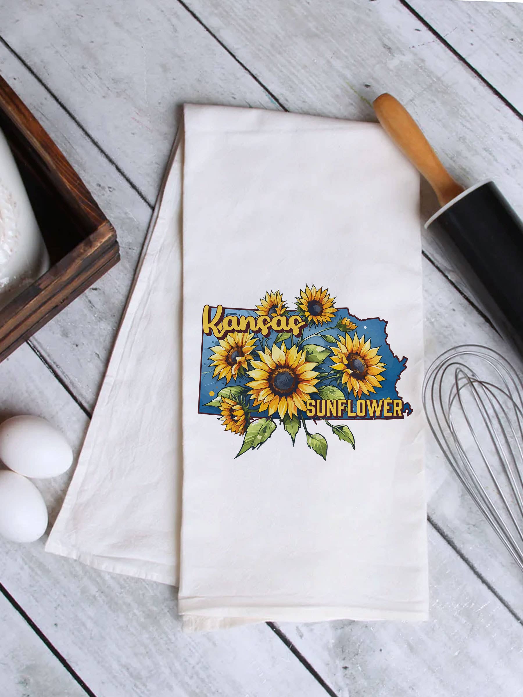 Kansas State Flower Sunflower Tea Towel Dish & Kitchen