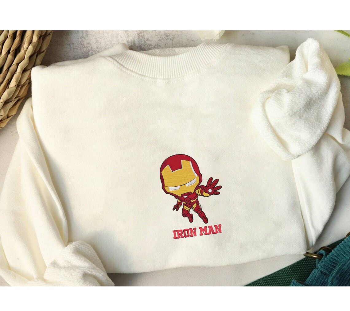 Iron Man Embroidered Crewneck Sweatshirts