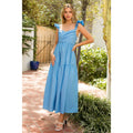 Ruffle Strap Tiered Poplin Maxi Dress
