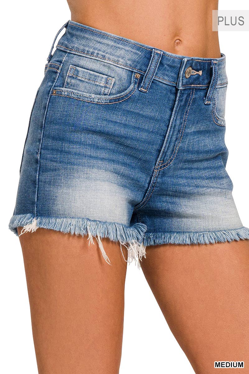 "..Plus Size Denim Shorts