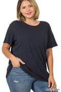 `.Plus-Size Cotton Short Sleeve Boyfriend Tee