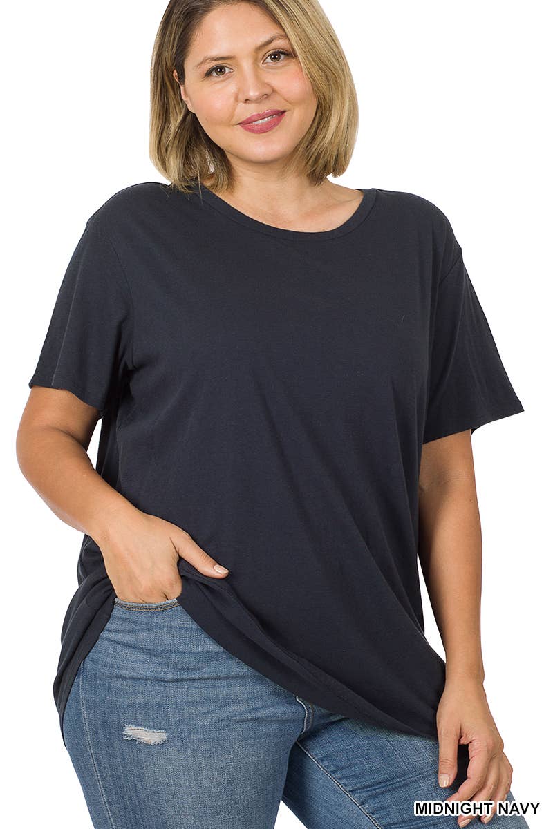 `.Plus-Size Cotton Short Sleeve Boyfriend Tee